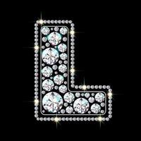 Alphabet letter L made from bright, sparkling diamonds Jewelry font 3d realistic style vector illustration
