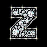 Alphabet letter  Z  made from bright, sparkling diamonds Jewelry font 3d realistic style vector illustration