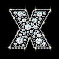 letra del alfabeto x hecha de diamantes brillantes y brillantes fuente de joyería ilustración de vector de estilo realista 3d
