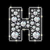 Alphabet letter H  made from bright, sparkling diamonds Jewelry font 3d realistic style vector illustration