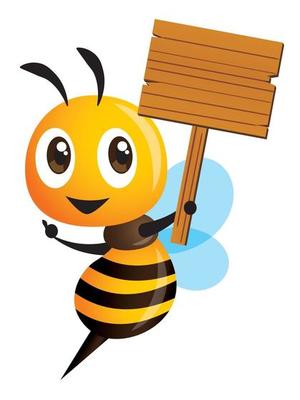 Cartoon cute bee holding wooden signboard and hand pointing 2623501 Vector  Art at Vecteezy