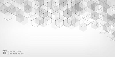 Abstract white and grey geometric background with simple hexagonal elements. Medical, technology or science design. Modern hexagons pattern with copy space. Vector illustration