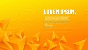 Abstract triangle elements in yellow and orange colors, Flying polygonal geometric shapes background with copy space. 3D Triangles. vector