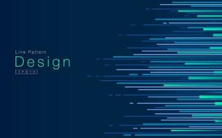 Abstract technology light green and blue horizontal speed lines on dark blue background. Modern stripes with copy space. Vector illustration.