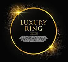 Abstract elegant template background. Round circle luxury golden frame. Magic dust particles. Vector illustration