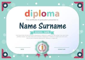 Plantilla de diseño de fondo de certificado de diploma de niños en edad preescolar vector