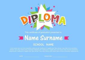 Preschool Kids Diploma certificate background design template vector