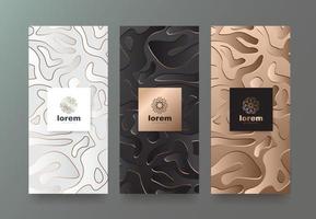 vector set plantillas de empaque con textura diferente para productos de lujo. diseño de logotipo con estilo lineal de moda.