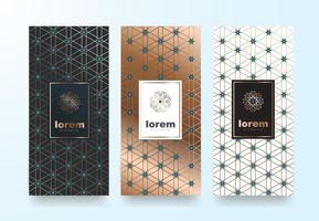 Vector set packaging templates with different texture for luxury products. logo design with trendy linear style.