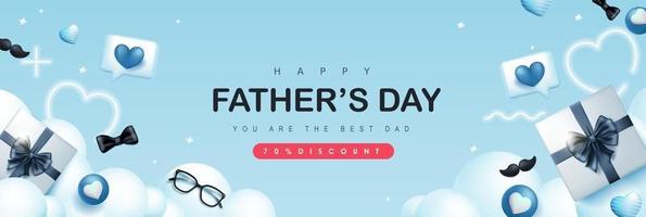 Father's Day card with gift box for dad on blue background vector