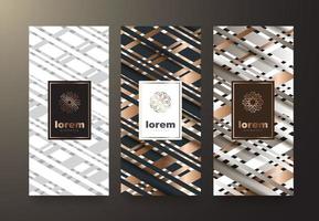 Vector set packaging templates with different texture for luxury products. logo design with trendy linear style.