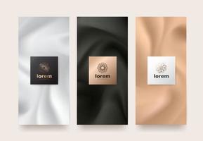 vector set plantillas de empaque con textura diferente para productos de lujo. diseño de logotipo con estilo lineal de moda.