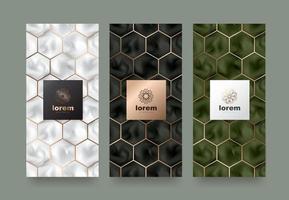 Vector set packaging templates with different texture for luxury products. logo design with trendy linear style.