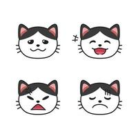 Set of cat faces showing different emotions vector