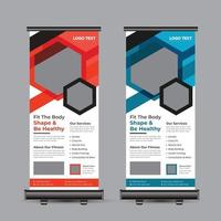 gimnasio fitness roll up banner design vector