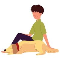 man with dog resting vector