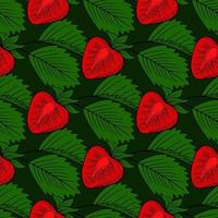 Strawberry berry seamless pattern. Hand drawn vector illustration fresh organic healthy fruit. Sweet Strawberry background.