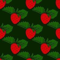 Strawberry berry seamless pattern. Hand drawn vector illustration fresh organic healthy fruit. Sweet Strawberry background.