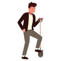 man with shovel vector