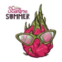 Vector illustration of dragon fruit in sketch style.
