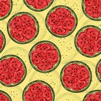 Vector pattern of watermelon in sketch style.