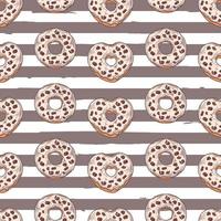 Vector seamless pattern. Glazed donuts decorated with toppings, chocolate, nuts.