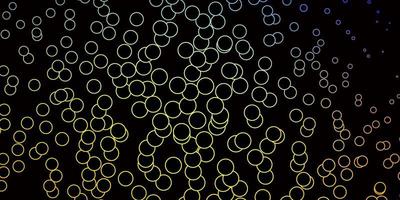 Telón de fondo de vector amarillo azul oscuro con círculos Ilustración abstracta moderna con diseño de formas de círculo colorido para sus comerciales