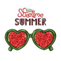 Vector illustration of glasses with watermelon instead of lenses.