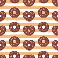 Vector seamless pattern. Glazed donuts decorated with toppings, chocolate, nuts.