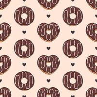 Vector seamless pattern. Glazed donuts decorated with toppings, chocolate, nuts.