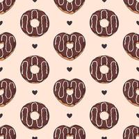 Vector seamless pattern. Glazed donuts decorated with toppings, chocolate, nuts.