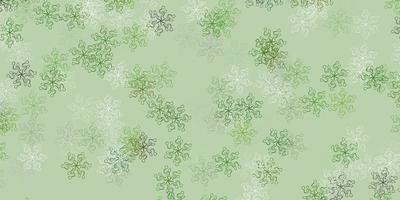 textura de doodle de vector verde claro con flores