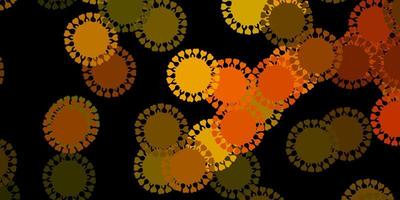 Dark green yellow vector pattern with coronavirus elements