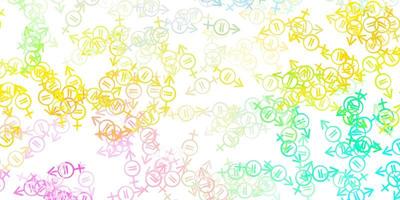 Light Multicolor vector backdrop with woman power symbols