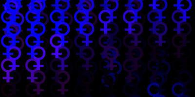 patrón de vector azul rosa claro con elementos de feminismo