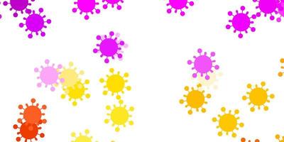 Light pink yellow vector backdrop with virus symbols