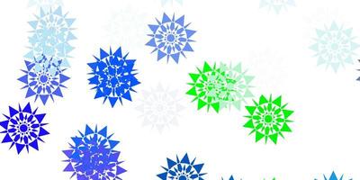 diseño de vector verde azul claro con hermosos copos de nieve