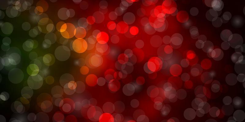 Dark Green Red vector pattern with circles Illustration with set of shining colorful abstract spheres Pattern for wallpapers curtains
