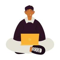 hombre con laptop vector