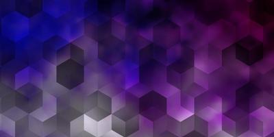 textura de vector púrpura claro con hexágonos de colores