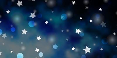 Dark BLUE vector layout with circles stars Colorful disks stars on simple gradient background Design for textile fabric wallpapers