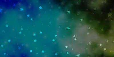 Fondo de vector azul oscuro con estrellas pequeñas y grandes brillando ilustración colorida con tema de estrellas pequeñas y grandes para teléfonos celulares