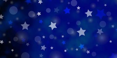 Plantilla de vector azul claro con círculos estrellas diseño abstracto en estilo degradado con patrón de estrellas de burbujas para fondos de pantalla de tela de moda