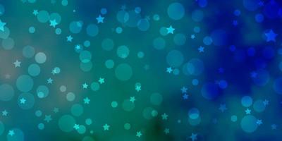 diseño de vector verde azul claro con círculos estrellas ilustración abstracta con formas coloridas de círculos patrón de estrellas para el diseño de fondos de pantalla de tela