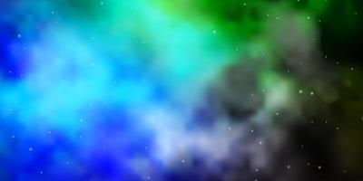 Plantilla de vector verde azul claro con estrellas de neón ilustración colorida con patrón de estrellas degradado abstracto para envolver regalos