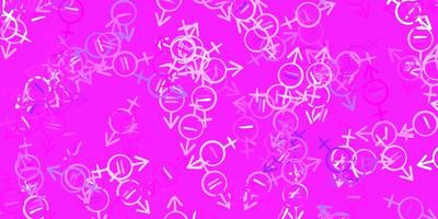 patrón de vector rosa morado claro con elementos de feminismo