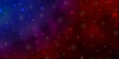 Plantilla de vector rojo azul claro con estrellas de neón ilustración colorida en estilo abstracto con patrón de estrellas degradado para envolver regalos