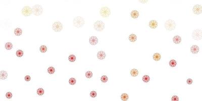 Light red yellow vector doodle texture with flowers