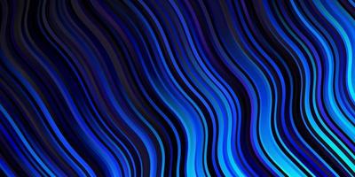 Fondo de vector azul oscuro con curvas ilustración colorida con plantilla de líneas curvas para teléfonos móviles
