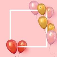 Realistic balloons around the frame with place for text vector